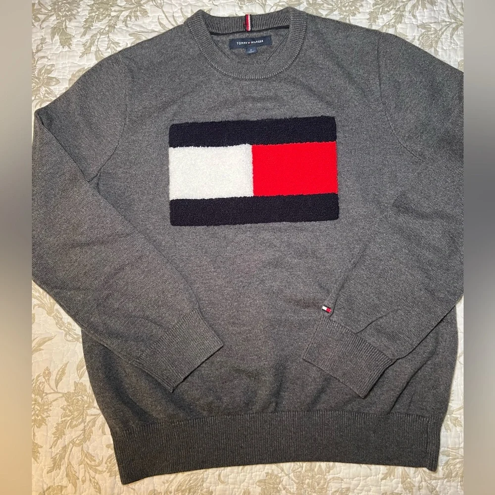 Tommy Hilfiger Cotton Knit Pullover Sweater Jumper with Logo Patch, size medium - Picture 1 of 14